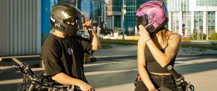 people wearing smart bluetooth helmets